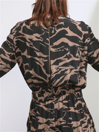 RAEY Camo-Tiger Print Silk Cinched Elastic Waist Wide-Leg Jumpsuit - House Of Huntington