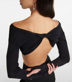 Jacquemus Soli Wool Cropped Black Button-Up Cardigan