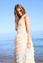 Amy Jane London Iris Dusty Corset Bodice Ruffle Tulle Layered Fairytale Gown - House Of Huntington