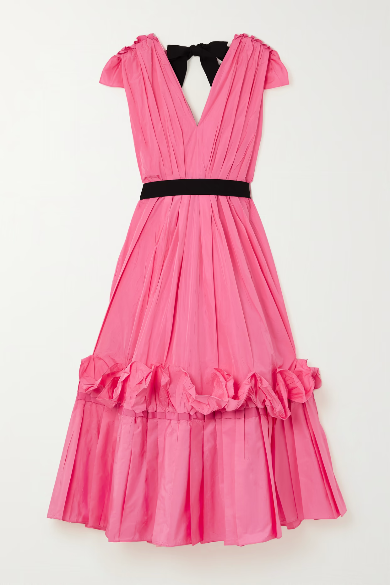 ROKSANDA Pink Eniola Taffeta Ruffled Satin Midi Dress - House Of Huntington