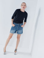 Raey Comet Mid-Rise Long Organic Cotton Denim Shorts - House Of Huntington