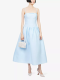 Self-Portrait x Disney Powder Blue Bow Detail Taffeta Flared Dress