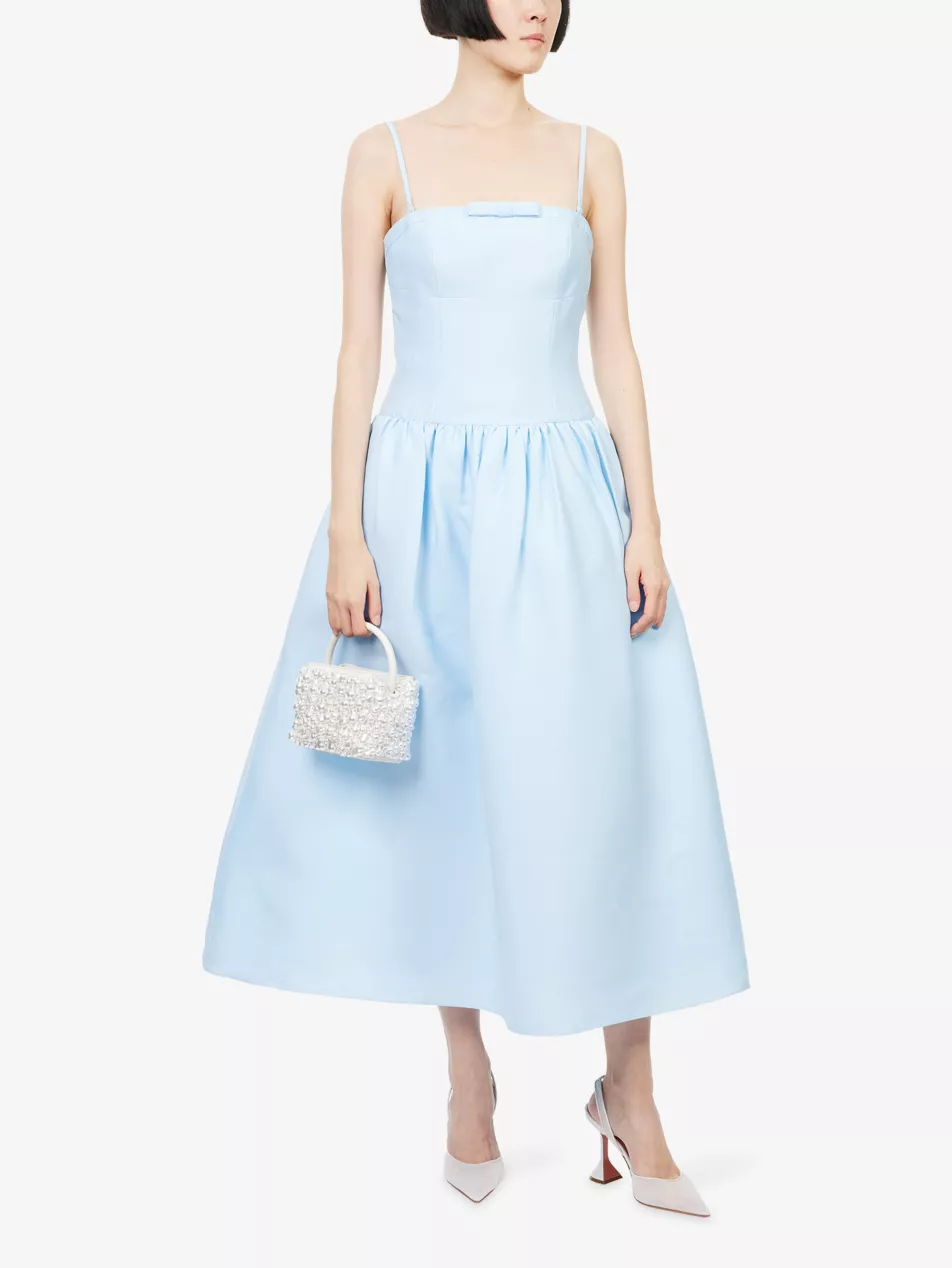 Self-Portrait x Disney Powder Blue Bow Detail Taffeta Flared Dress