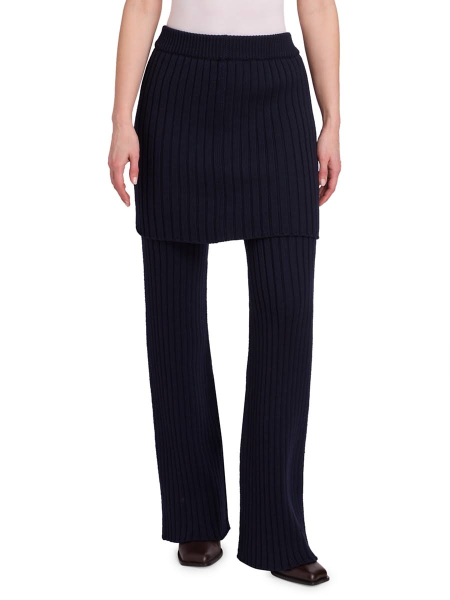 Loewe Layered Skirt Flared Leg Wool Trousers