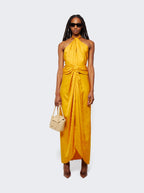 JOHANNA ORTIZ Vastness Of The Sea Marigold Halterneck Dress - House Of Huntington