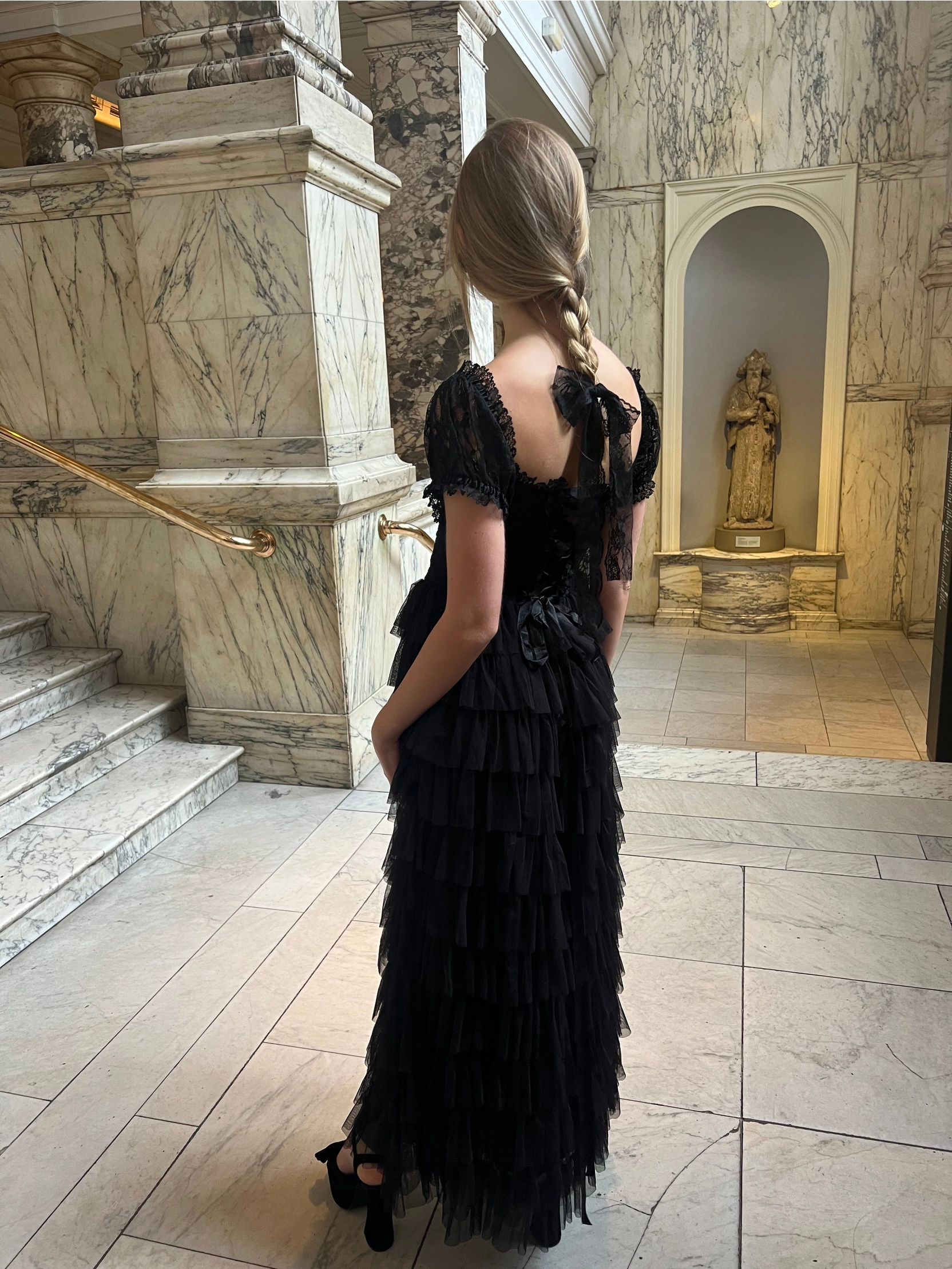 Amy Jane London Black Lace Sweetheart Neck Coquette Sofia Maxi Tulle Dress - House Of Huntington