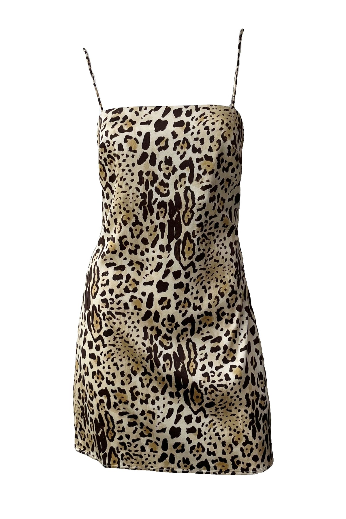 Cheetah Print Silk Satin Mini Slip Dress