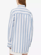 Anine Bing White Blue Striped Plaza Oversized Shirt
