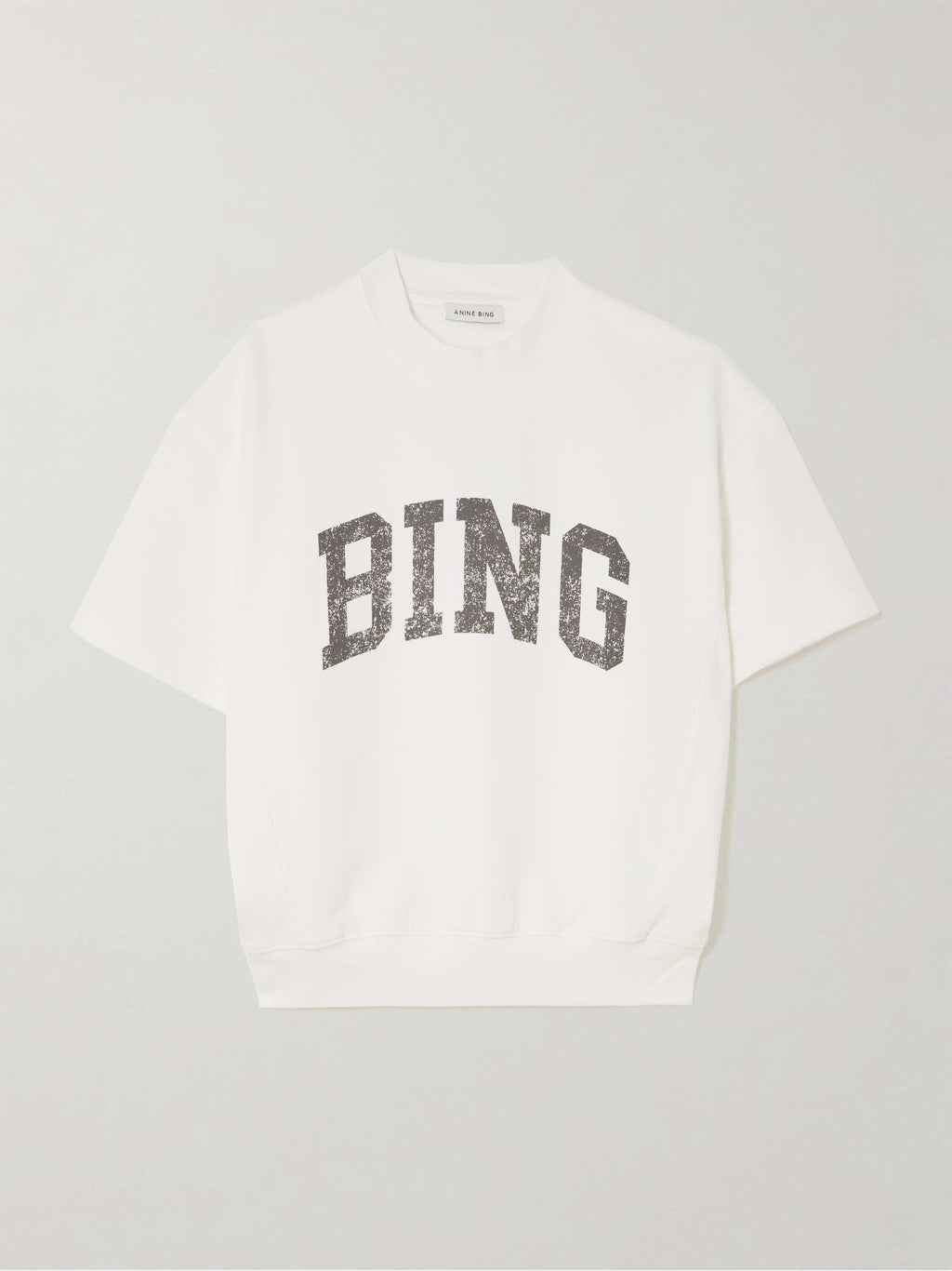 Anine Bing Jay Printed Cotton Short Sleeve Sweatshirt