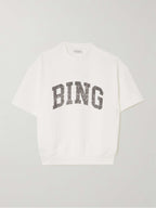 Anine Bing Jay Printed Cotton Short Sleeve Sweatshirt