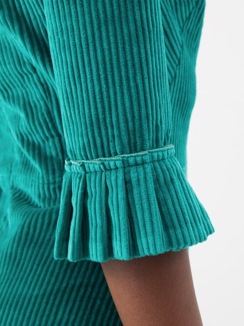 The Vampire’s Wife Emerald Green Cord Velvet Falconetti Festival Maxi Dress - House Of Huntington