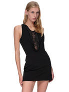 MAXIMILIAN DAVIS Black Fall Fringe Detail Mini Dress - House Of Huntington
