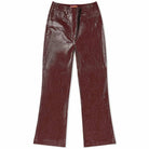 KITRI Nadia Chocolate Brown Vinyl Flared Trousers - House Of Huntington
