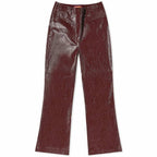 KITRI Nadia Chocolate Brown Vinyl Flared Trousers - House Of Huntington