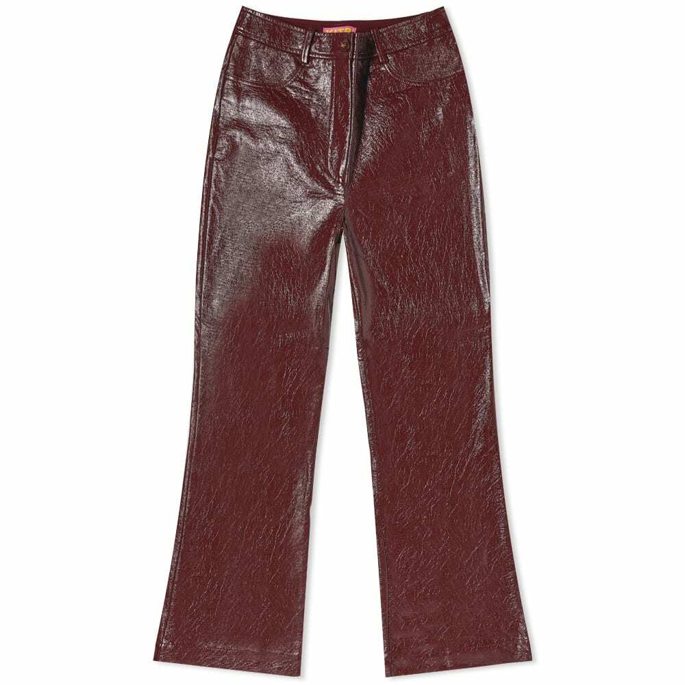 KITRI Nadia Chocolate Brown Vinyl Flared Trousers - House Of Huntington
