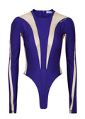 Mugler Alien Illusion Shaping Purple Logo Embossed Bodysuit
