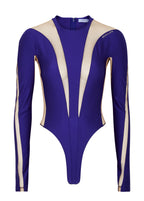 Mugler Alien Illusion Shaping Purple Logo Embossed Bodysuit