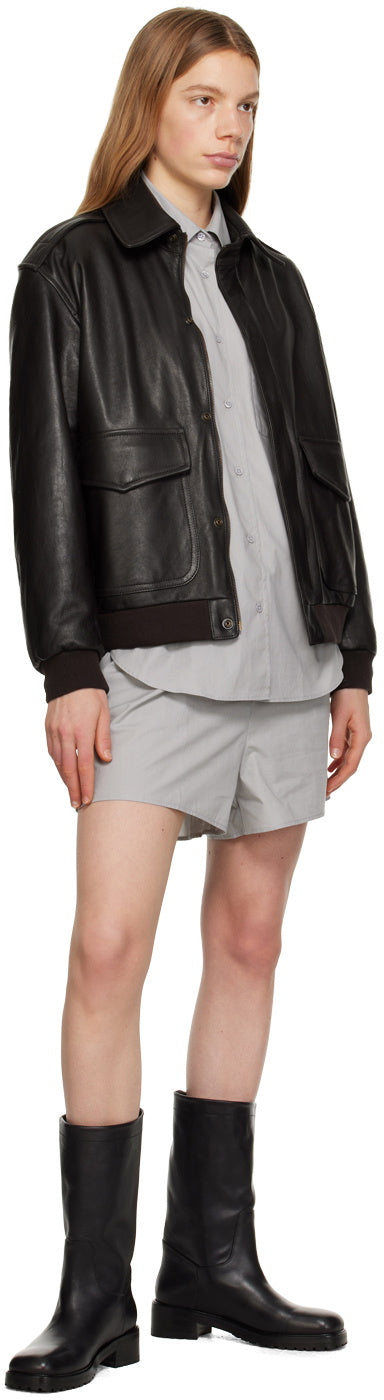 The Frankie Shop Grey Lui Logo Embroidered Front Cotton Boxer Shorts