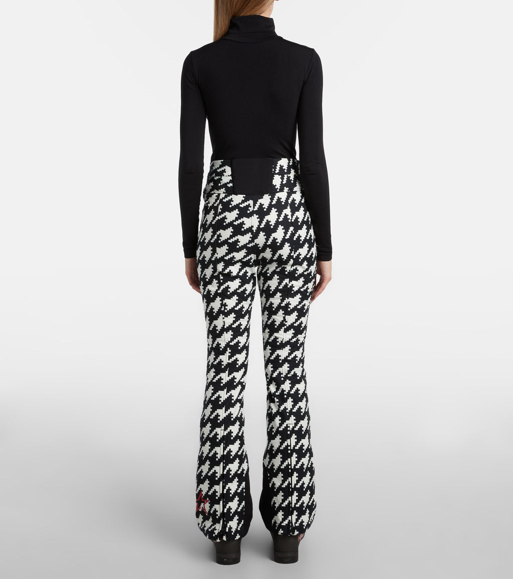 Perfect Moment Aurora Houndstooth Black & White High Waist Flare Ski Pants Trousers