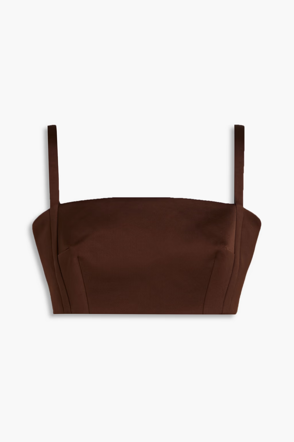 EMILIA WICKSTEAD Fabiola Chocolate Brown Duchess Satin Crop Top - House Of Huntington