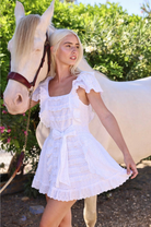 Amy Jane London White Gigi Milkmaid Bow Front Anglaise Broderie Coquette Mini Dress - House Of Huntington