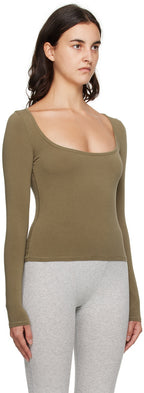 Skims Khaki Green New Vintage Long Sleeve T-Shirt Top