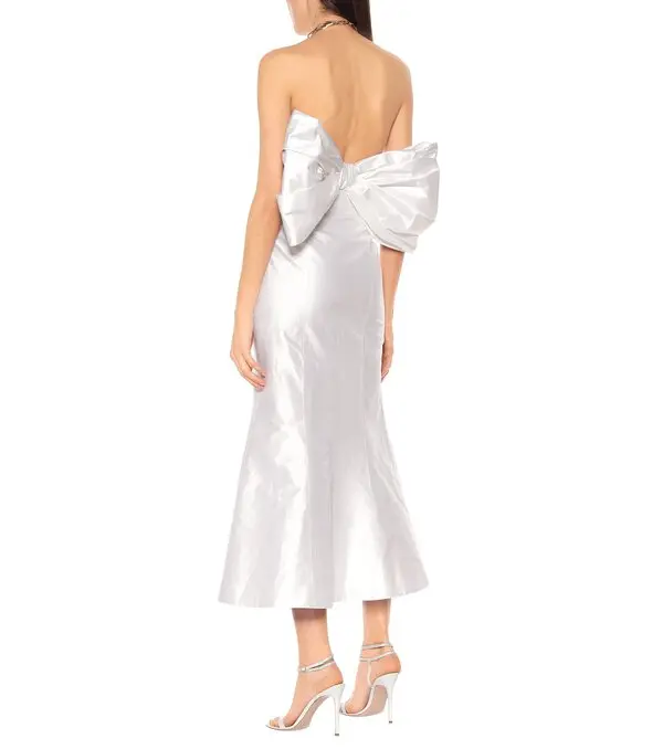Rasario Bridal White Large Bow Back Strapless Wedding Dress