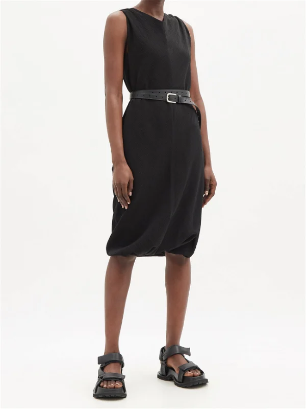 Raey Black Crinkled Silk Crepe Shift Dress - House Of Huntington