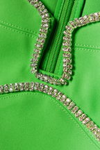 Self-Portrait Green Crystal-Embellished Crepe Mini Dress