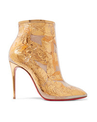 Christian Louboutin Booty Cap 100 Creased-Foil Perspex Ankle Boots (EU 35)