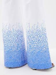 HALPERN Sequinned Cotton Lawn Stovepipe Trousers - House Of Huntington