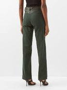 MAXIMILLIAN DAVIES Forest Green Leather Trim Spain Jeans - House Of Huntington