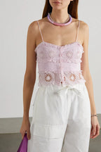 Isabel Marant Pink Delphine Floral Broderie Anglaise Lace Top