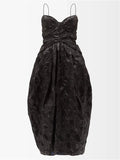 CECILIE BAHNSEN Jeorge Black Floral Print Woven Midi Dress - House Of Huntington