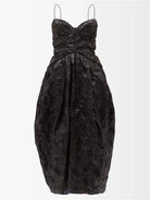 CECILIE BAHNSEN Jeorge Black Floral Print Woven Midi Dress - House Of Huntington