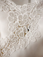 DAVID KOMA White Crepe Lace Macrame Trim Dress - House Of Huntington