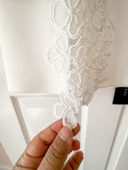 DAVID KOMA White Crepe Lace Macrame Trim Dress - House Of Huntington