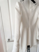DAVID KOMA White Crepe Lace Macrame Trim Dress - House Of Huntington