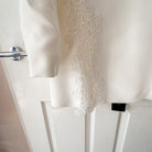 DAVID KOMA White Crepe Lace Macrame Trim Dress - House Of Huntington