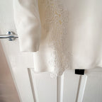 DAVID KOMA White Crepe Lace Macrame Trim Dress - House Of Huntington