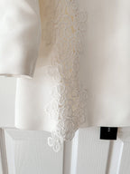 DAVID KOMA White Crepe Lace Macrame Trim Dress - House Of Huntington