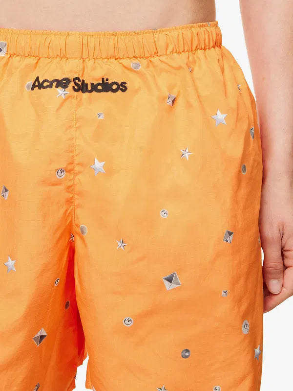 Acne Studios Orange Printed Swimshorts Stud-print Ripstop