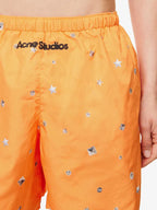 Acne Studios Orange Printed Swimshorts Stud-print Ripstop