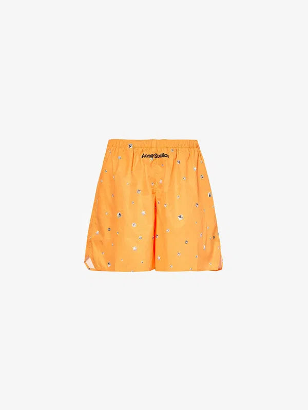 Acne Studios Orange Printed Swimshorts Stud-print Ripstop