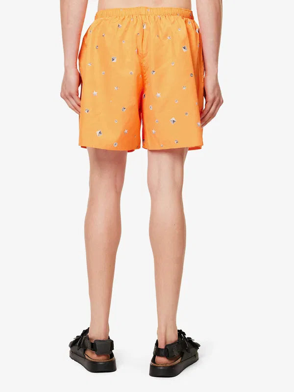 Acne Studios Orange Printed Swimshorts Stud-print Ripstop
