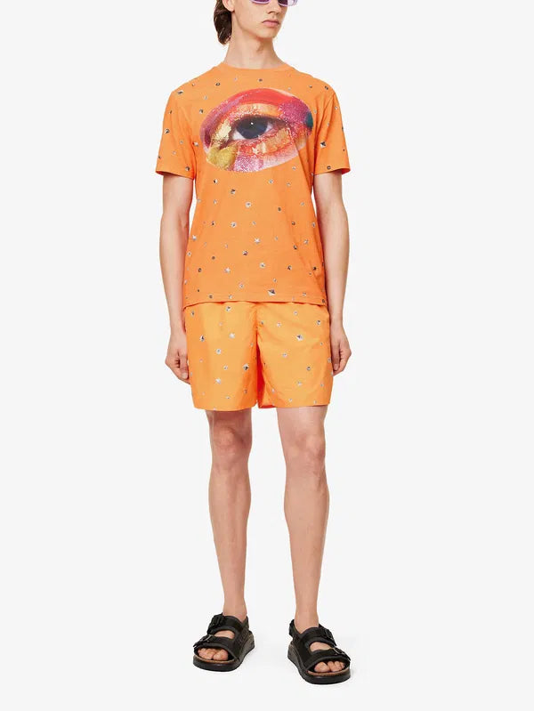 Acne Studios Orange Printed Swimshorts Stud-print Ripstop