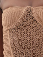 KHAITE The Lori Lace Almond Brown Corset Top - House Of Huntington