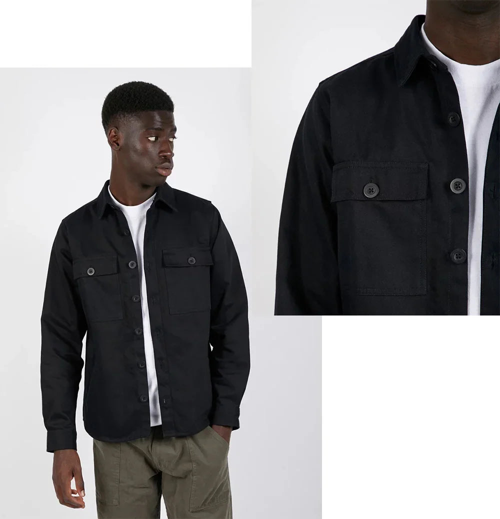 The Idle Man Black Button Up 3 Pocket Work Chore Jacket House Of Huntington