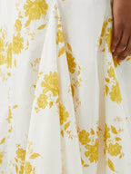Emilia Wickstead Marita Floral-print Cotton-poplin Yellow White Square Neck Dress - House Of Huntington