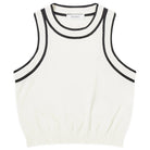 Max Mara Ruggero White sleeveless top with black trim on a white background